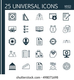 Set Of 25 Universal Icons On Discussion, Paper, Coaching And More Topics