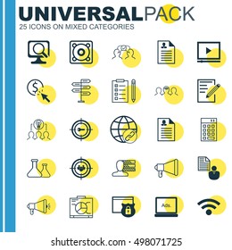 Set Of 25 Universal Icons On Female Application, Cooperation, Collaborative Solution And More Topics