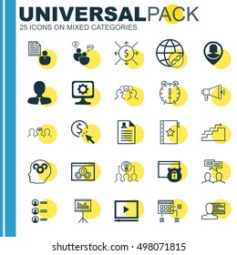 Set Of 25 Universal Icons On Manager, Website Performance, Cooperation And More Topics