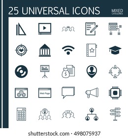 Set Of 25 Universal Icons On Graduation, Conference, Collaborative Solution And More Topics
