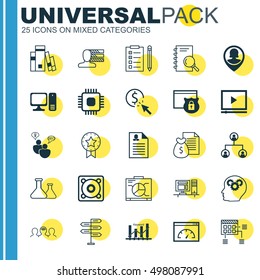 Set Of 25 Universal Icons On Computer, Computer, Keyword Optimisation And More Topics
