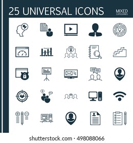 Set Of 25 Universal Icons On Analysis, Focus Group, Curriculum Vitae And More Topics