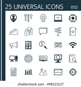 Set Of 25 Universal Icons On PPC, Keyword Optimisation, Decision Making And More Topics. Vector Icon Set Including Financial, Opportunity, Investment And Other Elements.