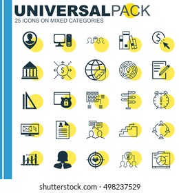 Set Of 25 Universal Icons On Education Center, Focus Group, Growth And More Topics. Vector Icon Set Including Coaching, Growth, Female Application And Other Elements.