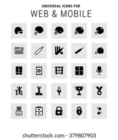 Set of 25 Universal icons. simple pictogram minimal, flat, solid, mono, monochrome, plain, contemporary style. Vector illustration web internet design elements