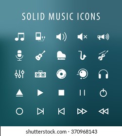 Set of 25 Universal Music Icons. Isolated Elements.