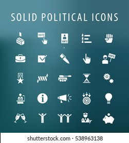 Set of 25 Universal Solid Political Icons. Isolated Elements.