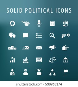 Set of 25 Universal Solid Political Icons. Isolated Elements.