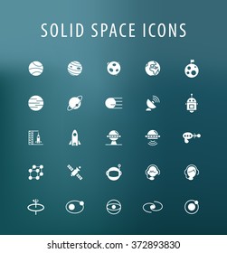 Set of 25 Universal Space Icons. Isolated Elements.