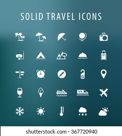 Set of 25 Universal Travel Icons. Isolated Elements.