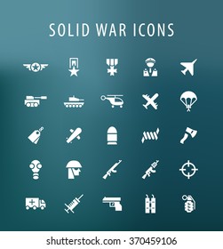 Set of 25 Universal War Icons. Isolated Elements.