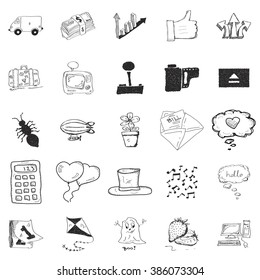 Set of 25 various hand drawn doodle illustrations