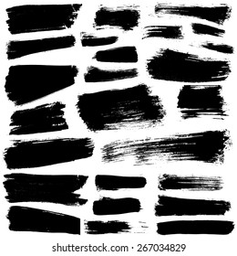 set of 25 vector brush strokes and stains 