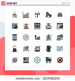 Set of 25 Vector Filled line Flat Colors on Grid for dialog; consulting; wifi; scandinavia; canada Editable Vector Design Elements