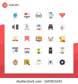 Set of 25 Vector Flat Colors on Grid for fitness; activity; tutorial; sun; eye Editable Vector Design Elements