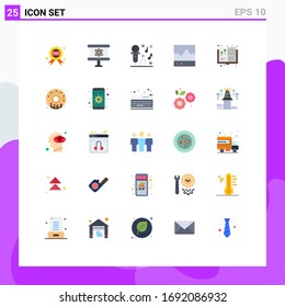 Set of 25 Vector Flat Colors on Grid for design; scope; microphone; products; ecg Editable Vector Design Elements