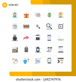 Set of 25 Vector Flat Colors on Grid for smartphone; data; love; synchronization; multimedia Editable Vector Design Elements