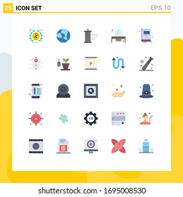 Set of 25 Vector Flat Colors on Grid for mirror; drawer; cinema; bedroom; movie Editable Vector Design Elements