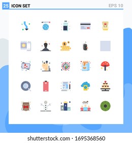 Set of 25 Vector Flat Colors on Grid for payments; credit card; alcohol; card; summer Editable Vector Design Elements