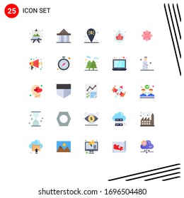 Set of 25 Vector Flat Colors on Grid for flower; lotus; greece; water; place Editable Vector Design Elements