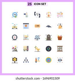 Set of 25 Vector Flat Colors on Grid for wedding; love; offer; flask; help Editable Vector Design Elements