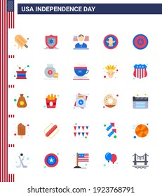 Set of 25 Vector Flats on 4th July USA Independence Day such as medal; independece; american; holiday; celebration Editable USA Day Vector Design Elements