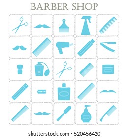 Set of 25 vector icons "Barber". The second design.