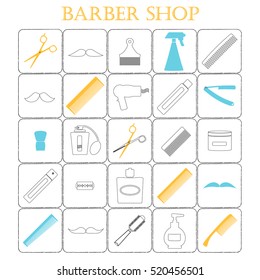 Set of 25 vector icons "Barber". The twelfth design.