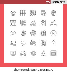 Set of 25 Vector Lines on Grid for coffee; product; pattern; milk; food Editable Vector Design Elements