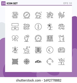 Set of 25 Vector Lines on Grid for wave; music; halloween; multimedia; balloon Editable Vector Design Elements