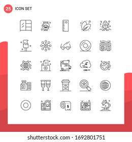 Set of 25 Vector Lines on Grid for ice cream; desert; leaf; launch; coding Editable Vector Design Elements