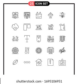 Set of 25 Vector Lines on Grid for cloud; red; interview; flower; festival Editable Vector Design Elements