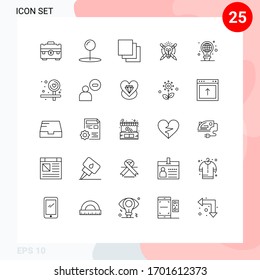 Set of 25 Vector Lines on Grid for light; protection; cascade; focus; bulb Editable Vector Design Elements