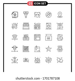 Set of 25 Vector Lines on Grid for map; construction; supporter; fire; no fire Editable Vector Design Elements