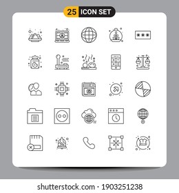 Conjunto de 25 líneas vectoriales en la cuadrícula para la clave; primavera; usuario; planta; elementos de diseño de vectores editables crecientes