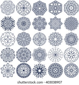 Set of 25 Vector mandala ornaments: Can be used for all kind of decorations and design projects, backgrounds, wallpapers, textiles, invitations, greeting cards, printed on stickers and home products
