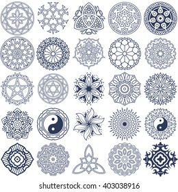 Set of 25 Vector mandala ornaments: Can be used for all kind of decorations and design projects, backgrounds, wallpapers, textiles, invitations, greeting cards, printed on stickers and home products