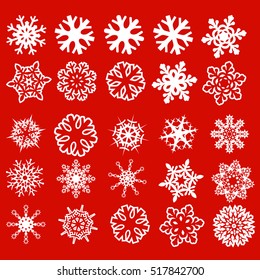 Set of 25 vector snowflakes.