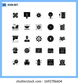 Set of 25 Vector Solid Glyphs on Grid for oil; gasoline; list; gas; invention Editable Vector Design Elements