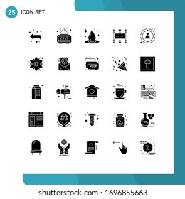 Set of 25 Vector Solid Glyphs on Grid for link; modern; drop water; business; workflow Editable Vector Design Elements