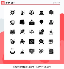 Set of 25 Vector Solid Glyphs on Grid for newspaper; rate; medical; price; diamond Editable Vector Design Elements