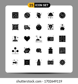 Set of 25 Vector Solid Glyphs on Grid for biology; space; brain; ship; seo Editable Vector Design Elements
