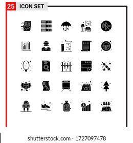 Set of 25 Vector Solid Glyphs on Grid for wedding; love; insurance; sofa; save Editable Vector Design Elements