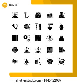 Set of 25 Vector Solid Glyphs on Grid for map; transfer; greeting; medical; money Editable Vector Design Elements