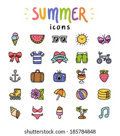 Set of 25 vector summer icons