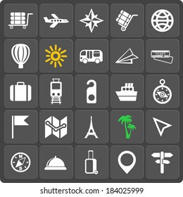 Set of 25 vector travel web and mobile icons in flat design.