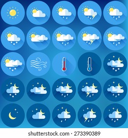 set of 25 vector weather icons. flat design