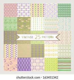 Set of 25 Vintage vector seamless patterns