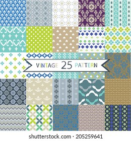 Set of 25 Vintage vector seamless patterns