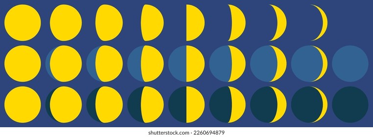 A set of 25 yellow moons and crescent moons